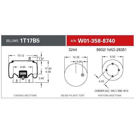 Firestone Air Spring, Suspension, 1T-Reversible Sleeve W013588740